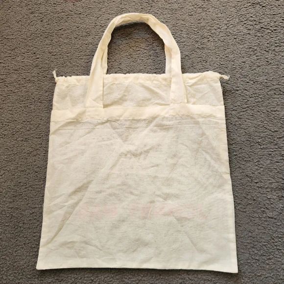 JOHNNY WAS Tote Cream Double Handle Draw String Cotton Shopping - Picture 5 of 8